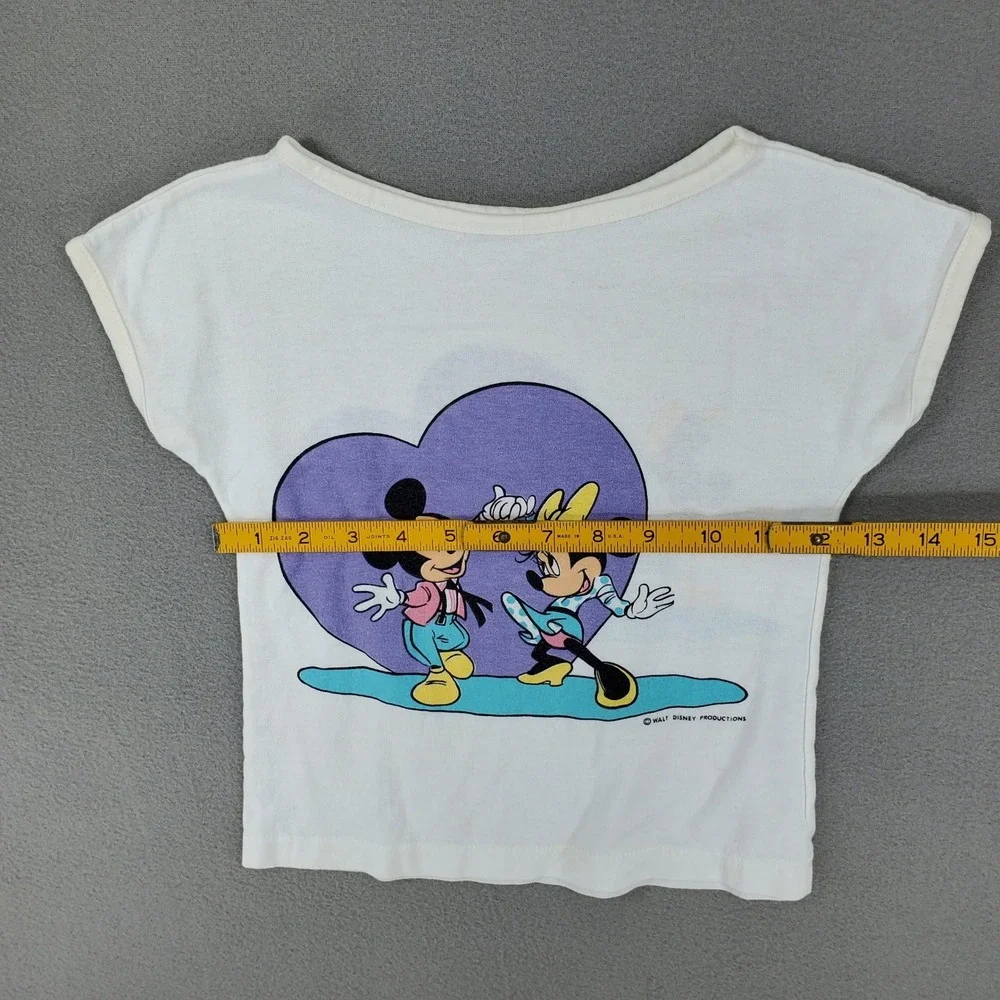 Disney Mickey Minnie Mouse T-Shirt Toddler White Vintage 80s Heart Graphic Print